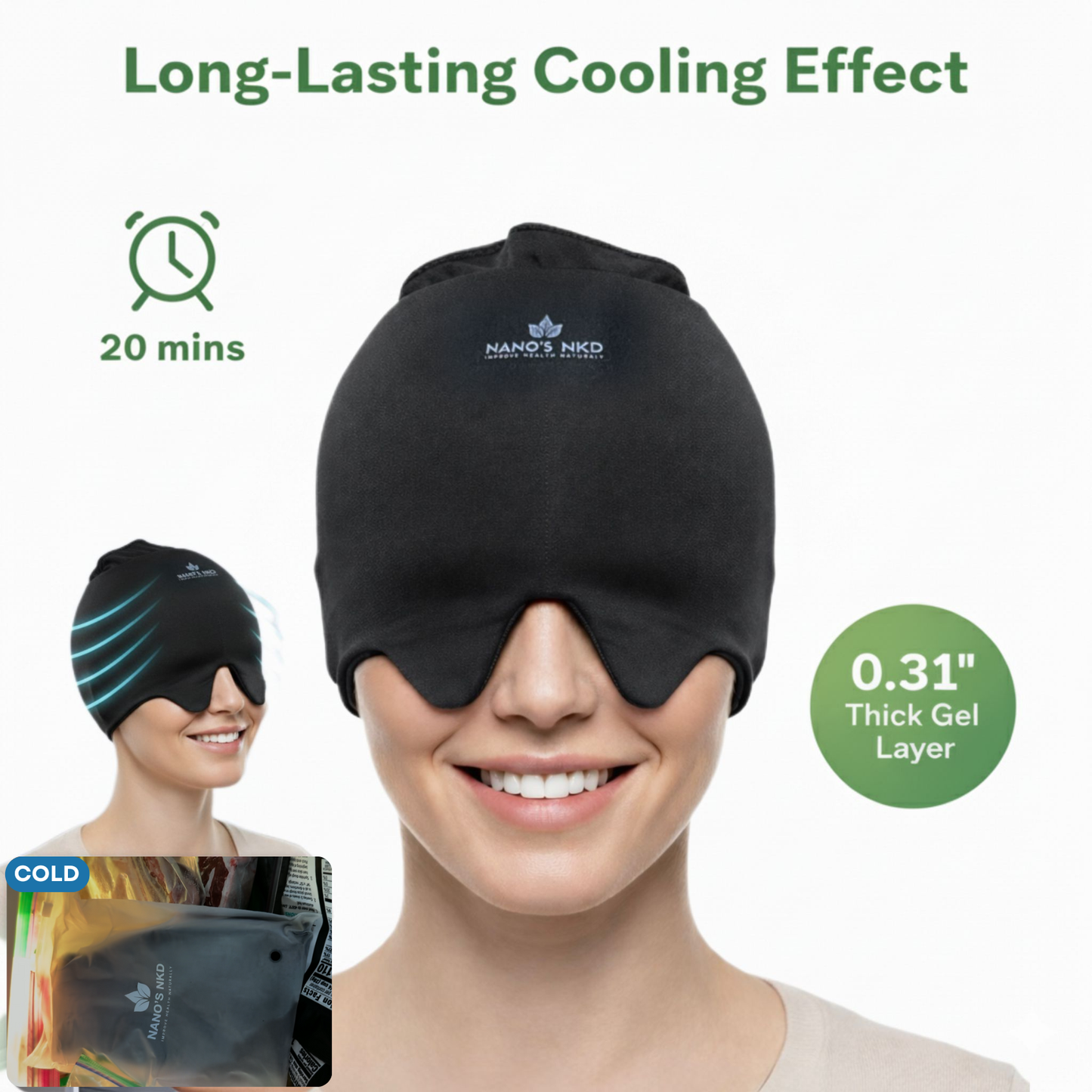Gel Migraine Relief Cap – Reusable Cold Therapy Hat for Headaches and Stress